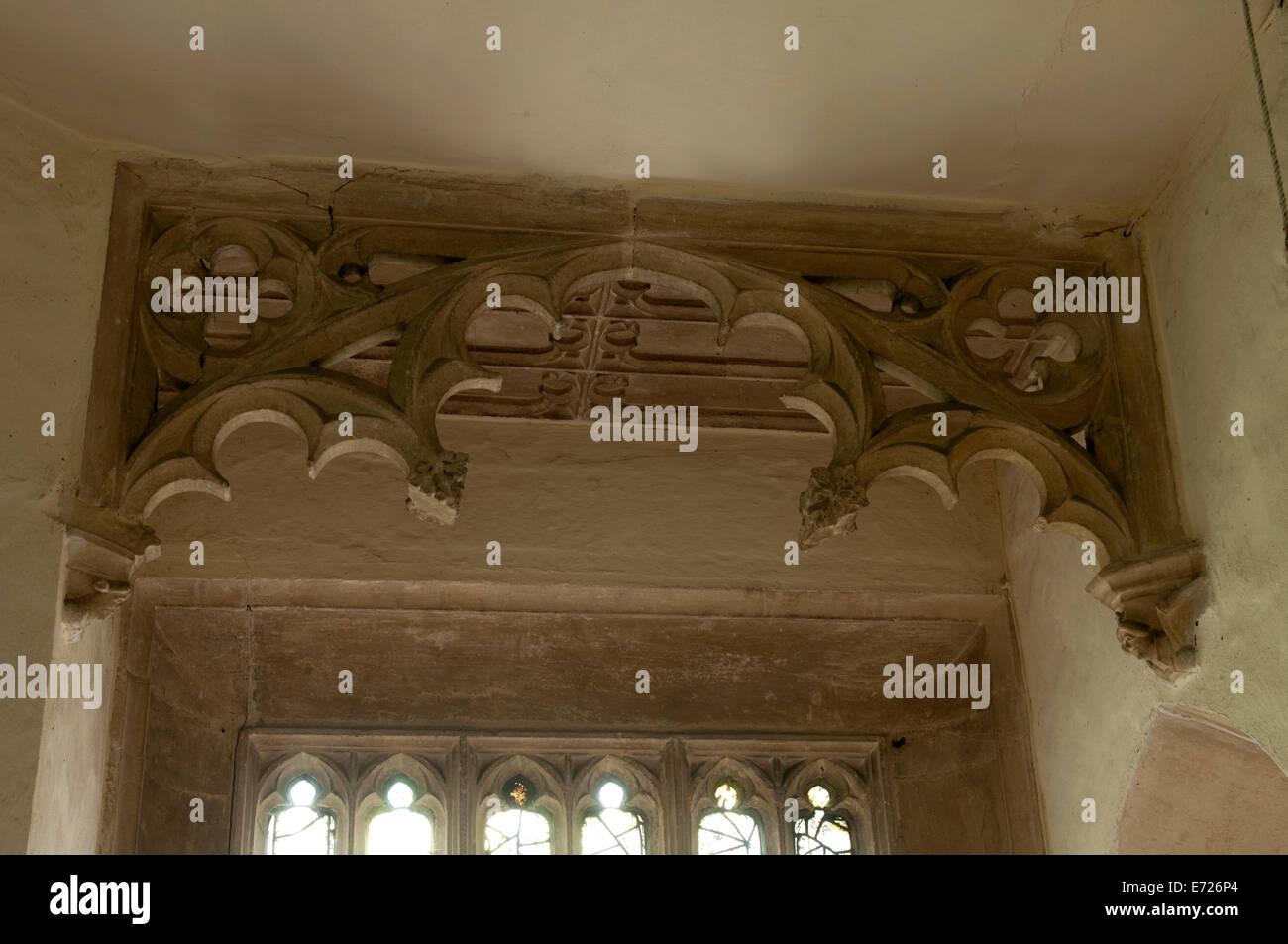 Interior detail, St. Leonard`s Church, Bledington, Gloucestershire, England, UK Stock Photo